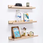 Floating Shelves Natural Wood Wall Mounted Set Of 3 Wooden Large Picture Ledge Shelf For Home Decoration