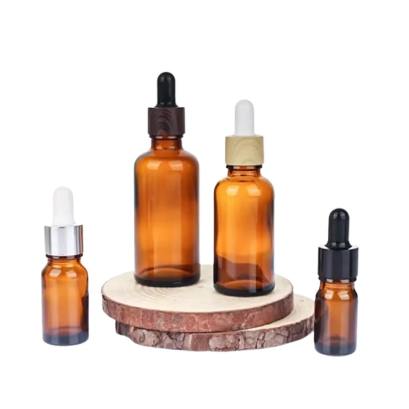 NQFIBER Screen Printing Tamper Proof 10ml Amber Glass Oil Bottle With Euro Stopper  Dropper Serum Bottles Essential