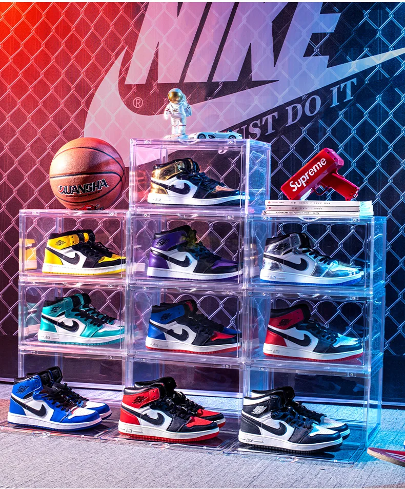 Wholesale Transparent Plastic Sneaker Stackable Shoe Storage Boxes Drop ...