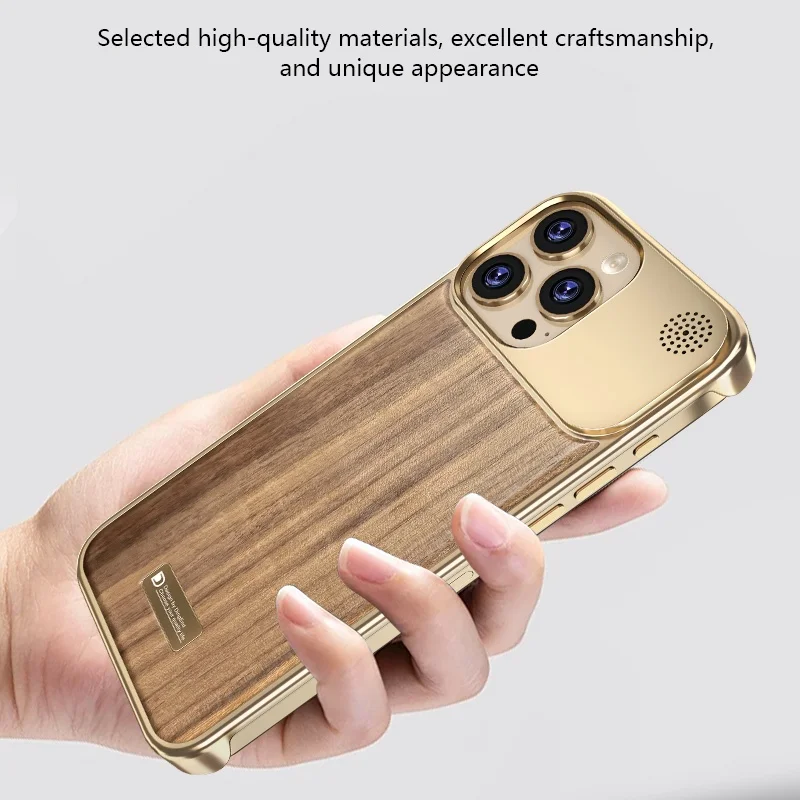 Luxury Frameless Walnut Magnetic Mobile Phone Cases for iPhone 16 15 14 13 Pro Max With Aromatherapy Hard PC Shockproof Cover