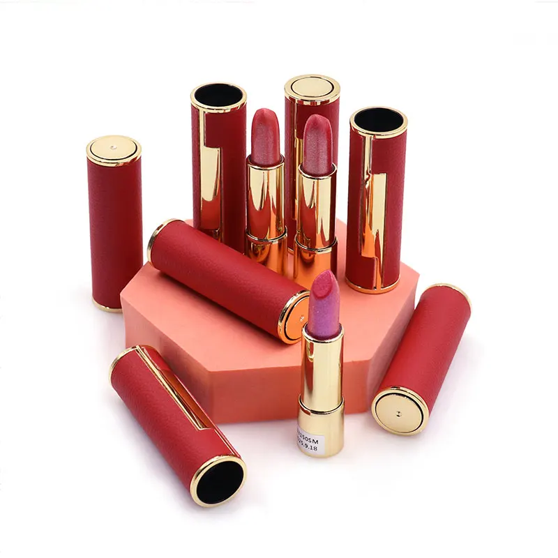 product custom logo luxury leather press on lipstick metallic pearl shimmer lip stick long lasting for daily party makeup-0
