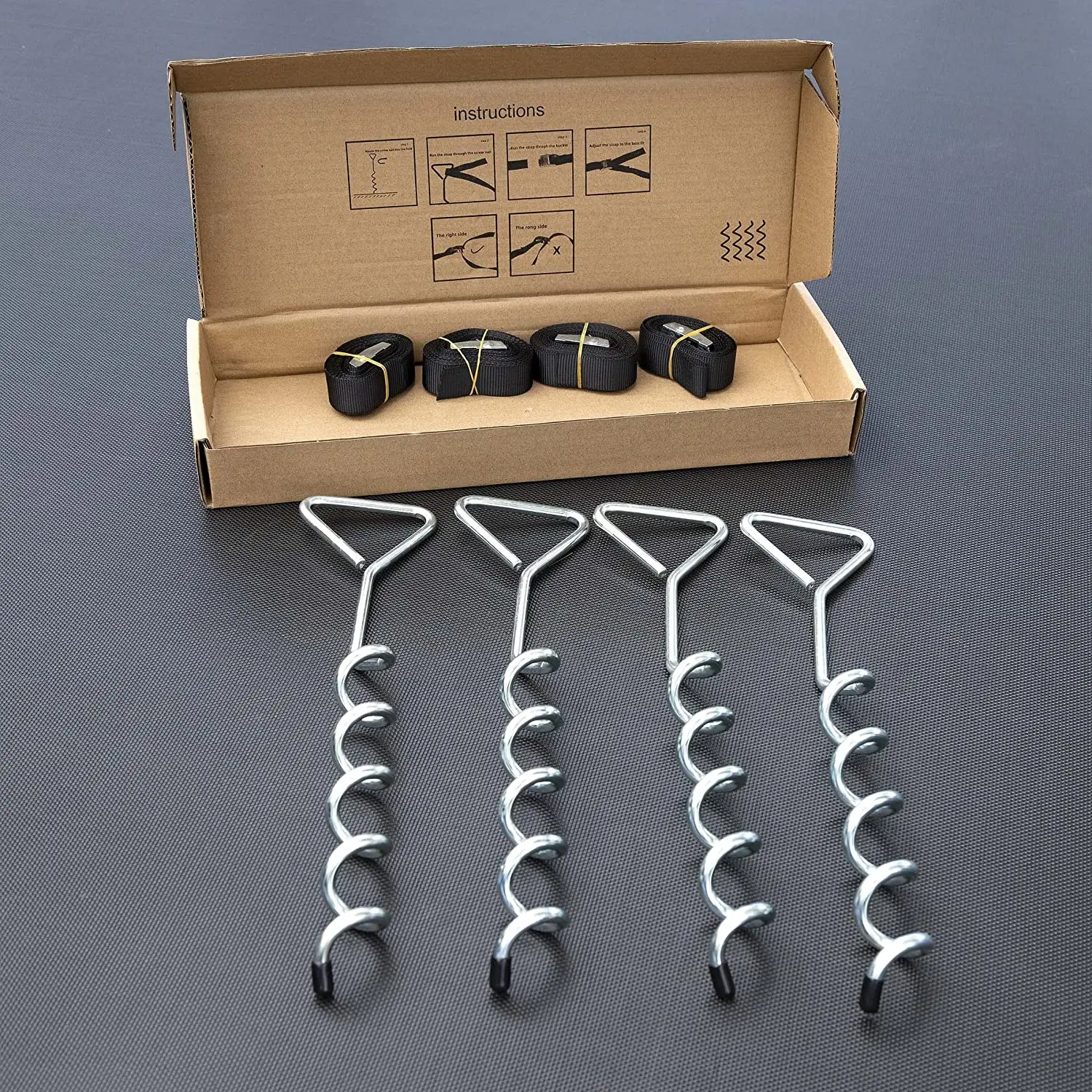 Spiral Ground Anchor Kit Dog Tie Out Trampoline Anchors Stakes Swing