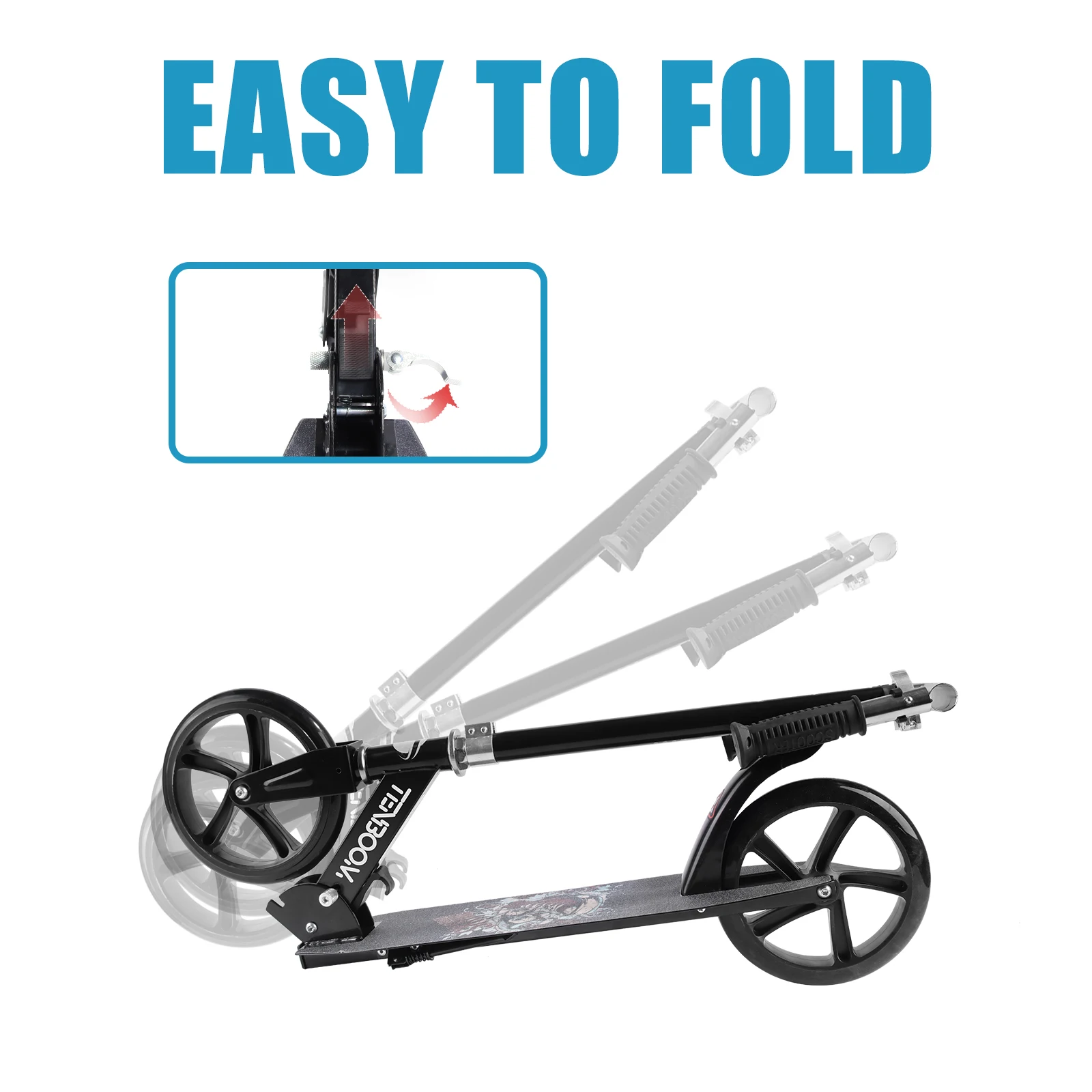 Push Scooter Foldable Adjustable Height 2 Wheels Scooter for Teens Kick Scooter
