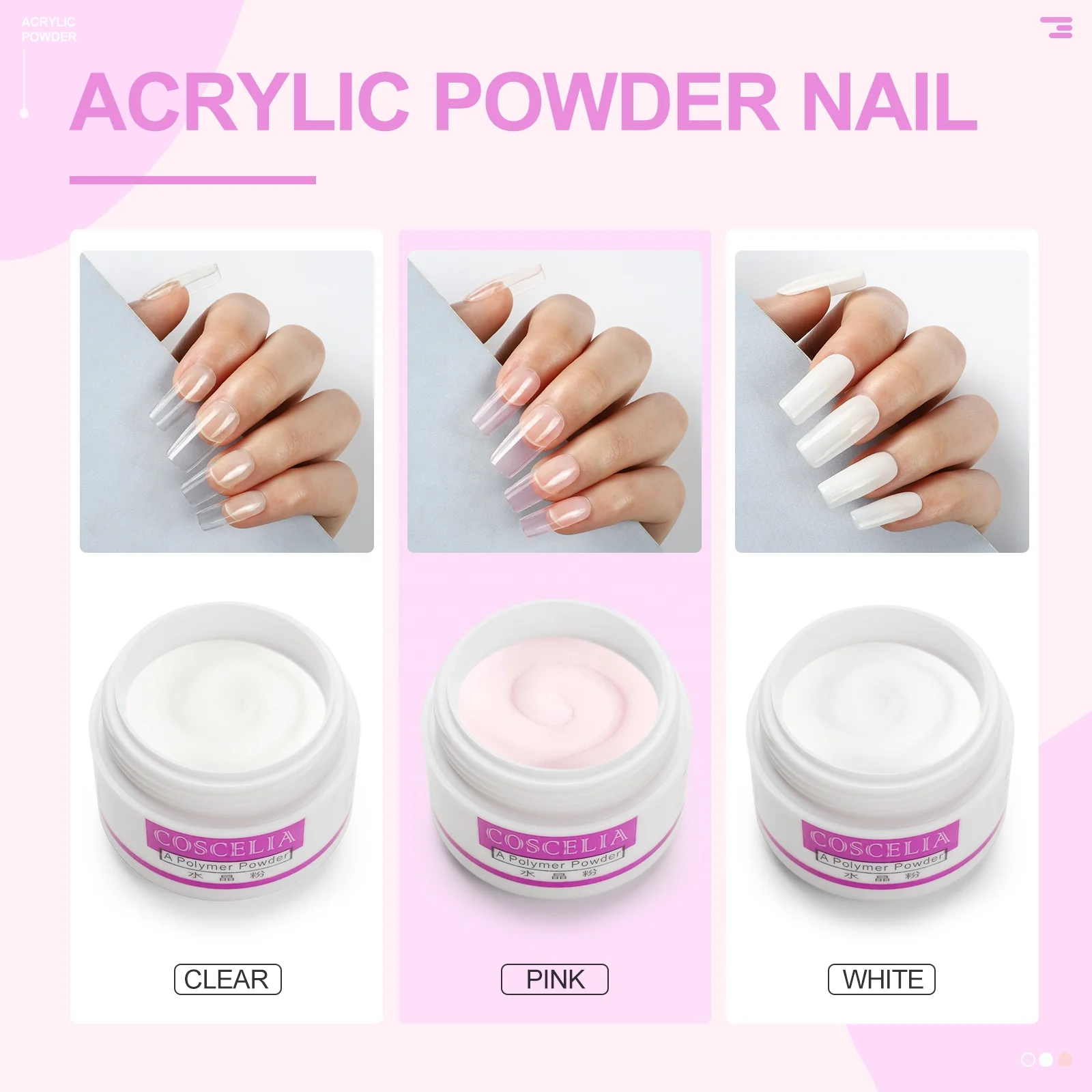 Wholesale OEM Acrylic Powder Nail Art Beauty Decoration Color Nail