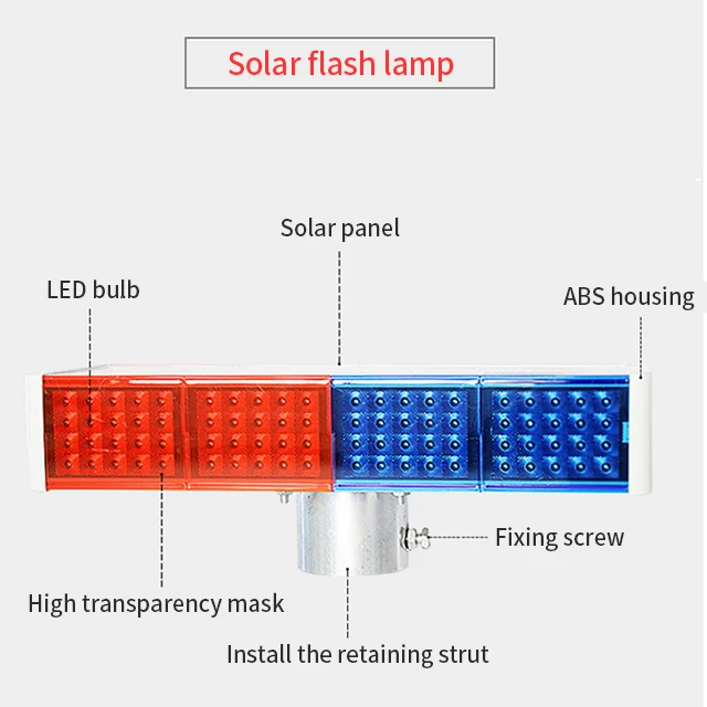 Предупреждающая лампа на солнечной энергии, двухсторонняя светодиодная сигнальная лампа, безопасность дорожного строительства, световой барьер, мигает ночью