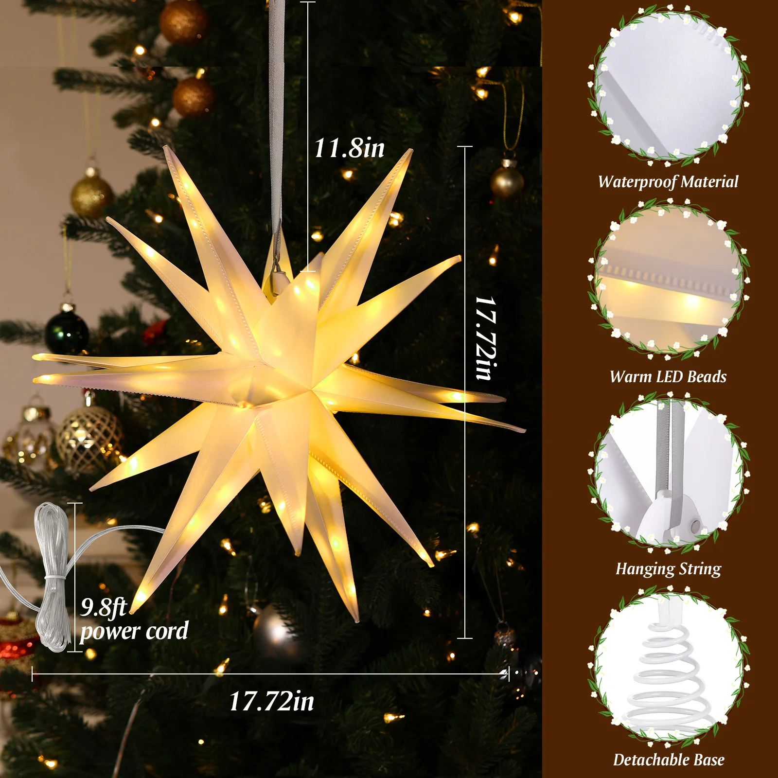 3D Moravian Hanging Star Light Explosion Star Light String Christmas Festival Decorative Star Light