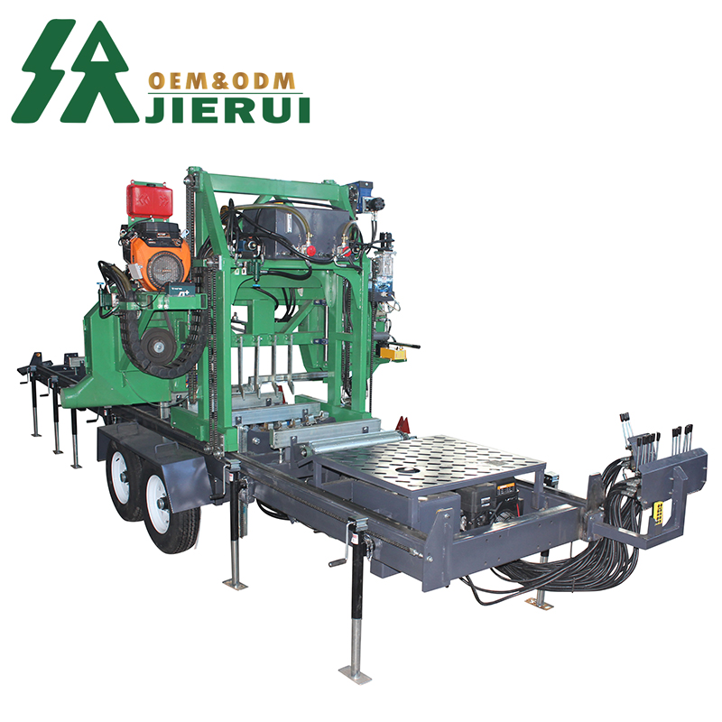 Full Hydraulic Horizontal Wood Cutting Band Sawmill Hydraulic Automatic Sawmill with Trailer for Sale Industrial Sawmill