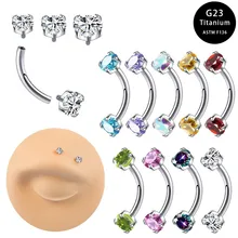 16G piercing jewelry G23 titanium alloy Bending bar Eyebrow ring CZ zircon Internal thread Ear stud fashion Body accessories