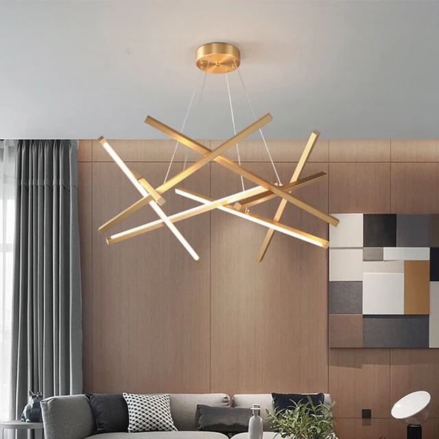 Italian Dining Room Chandelier Simple Line Nordic Light Luxury Creative Living Room Lights Modern Forms Chaos LED Pendant Light