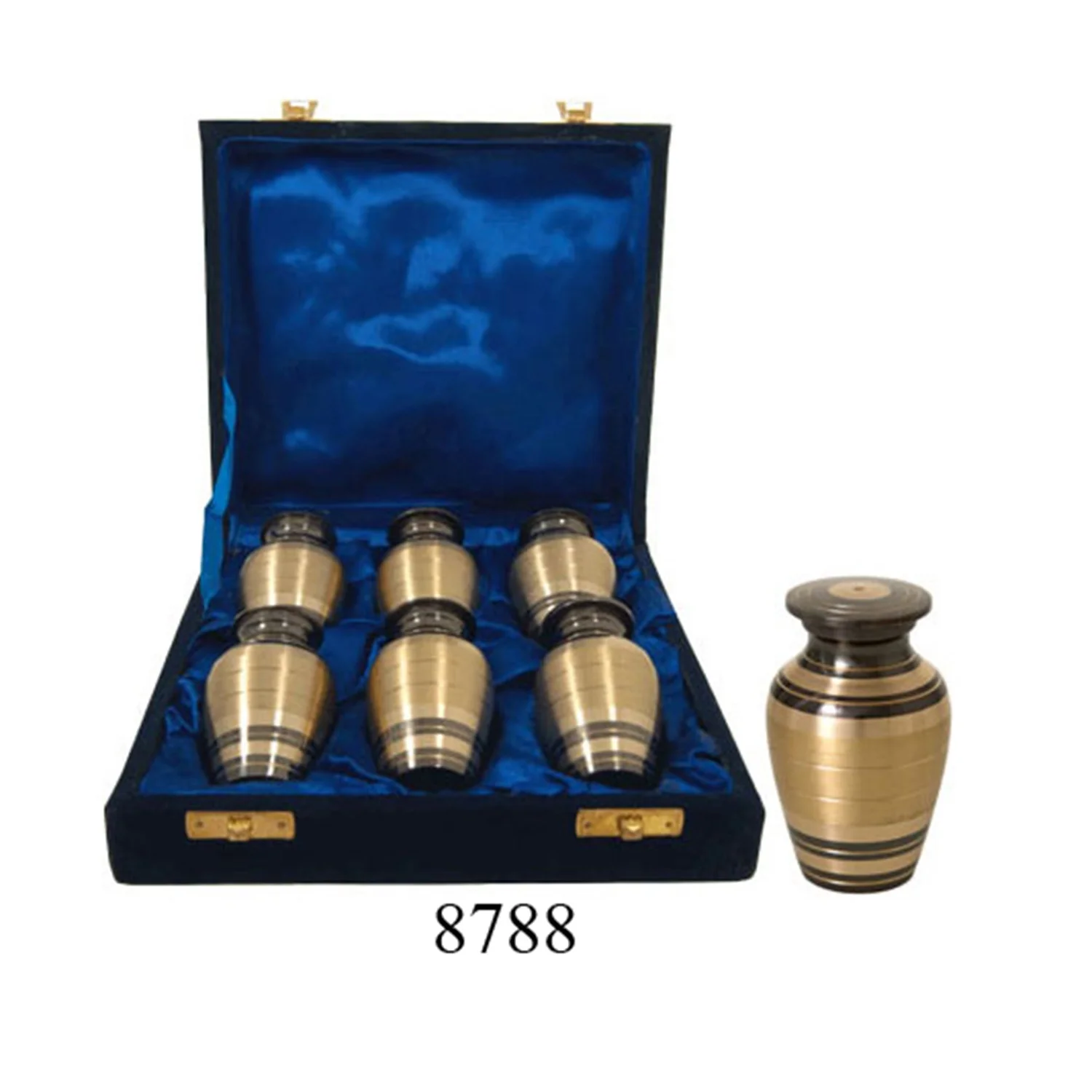 Memorial Keepsake Urns Set Of 6 For Ashes Mini Dome Top Embossed Brass