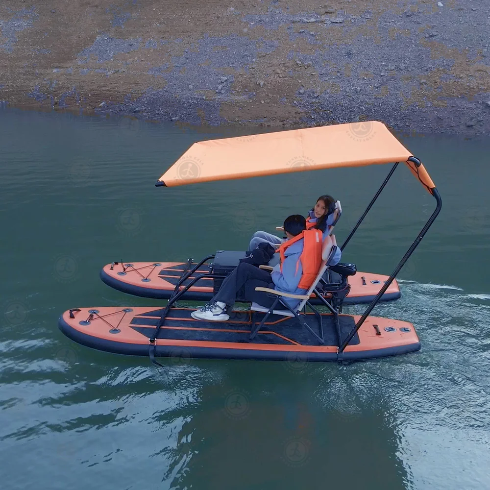 Aquatic Adventure Water Float Inflatable Fishing Boat 2 Person Paddleboards with Motor Canopy and Lounge Seat