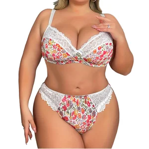 Wholesale Women 2-Piece Lace Lingerie Set - Seamless Push-Up Bra with Sculpting Knitted Shorts & Adjustable Straps