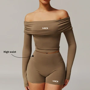 OEM Custom Size Single-shoulder Sports Bra Outfit Sports Yoga Clothings Workout Yoga Shorts Athletic Wear Sets