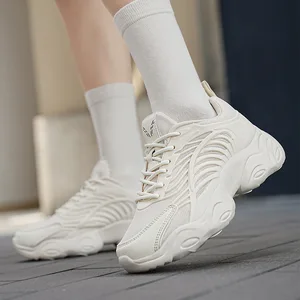 Customizable Beige & Black Men's Fashion Casual Sneakers Brand Logo Mesh Breathable Lace-Up Running & Walking Shoes for Women