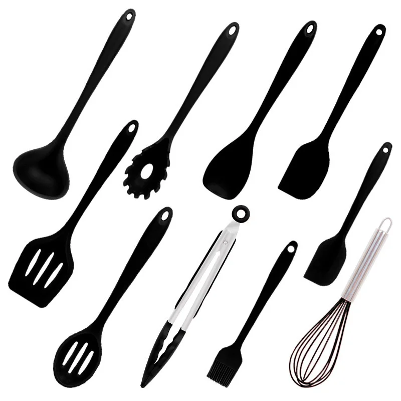 10-Piece Durable Silicone Kitchen Utensil Set Non-Stick Pan & High Temperature Resistant Cooking Spatula Colander Utensils manufacture