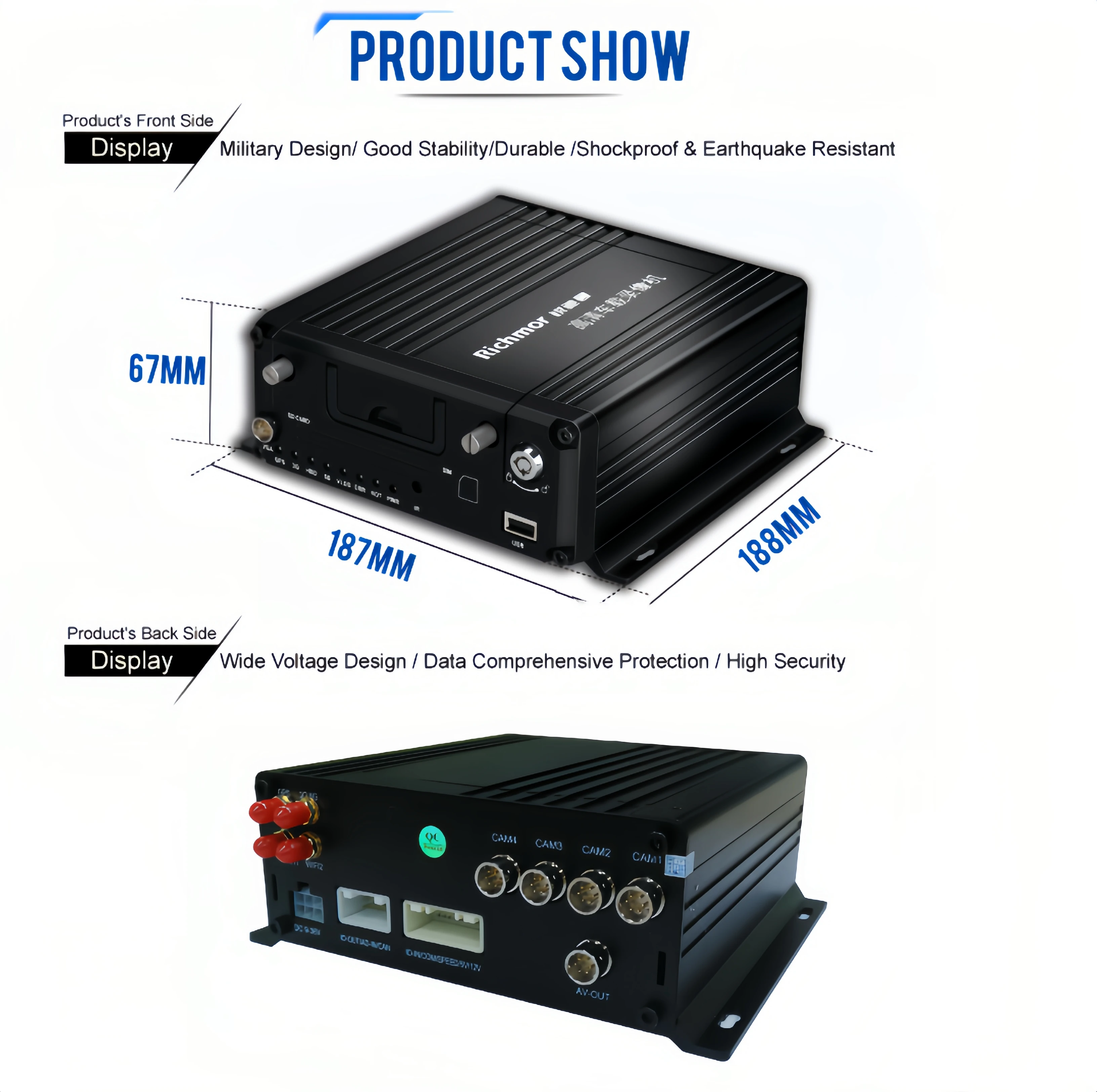 2024 Factory Cheap AI ADAS DSM  tracker 4G 3G WIFI GPS  Sd Card 2TB   AHD H.265 1080p 2MP  Mobile Dvr Vehicle Car Black Box