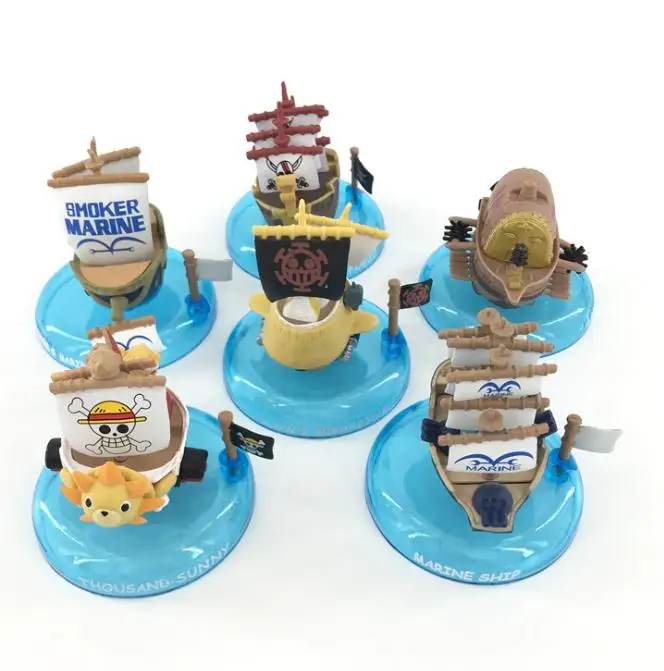 6pcs/lot one piece Figures Luffy realistic pirate ship Figurine sunny action figures kids Toys christmas gift