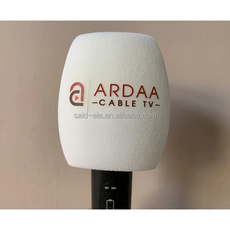 Dubai CCTV Channel Microphone Windshields Custom logo Printed TV Press Reporter Mic Windscreen Mic Sponge