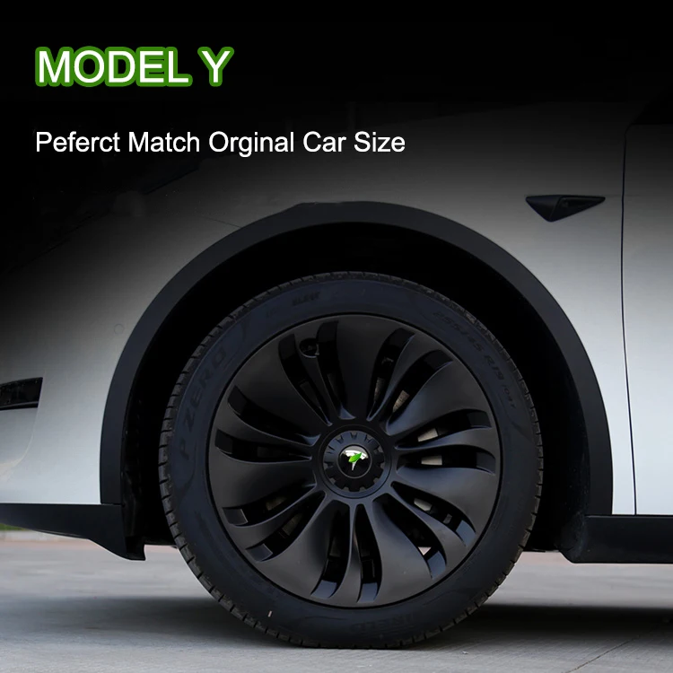 CREEASE 4 Sets Wheel Cap Hub Cover 19 Inch Automobile Hubcap Wheel Cover for Tesla Model Y