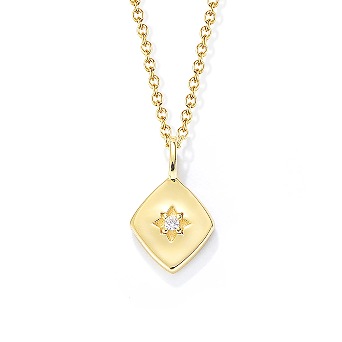 925 Sterling Silver Necklace with Star Geometric Plated Gold