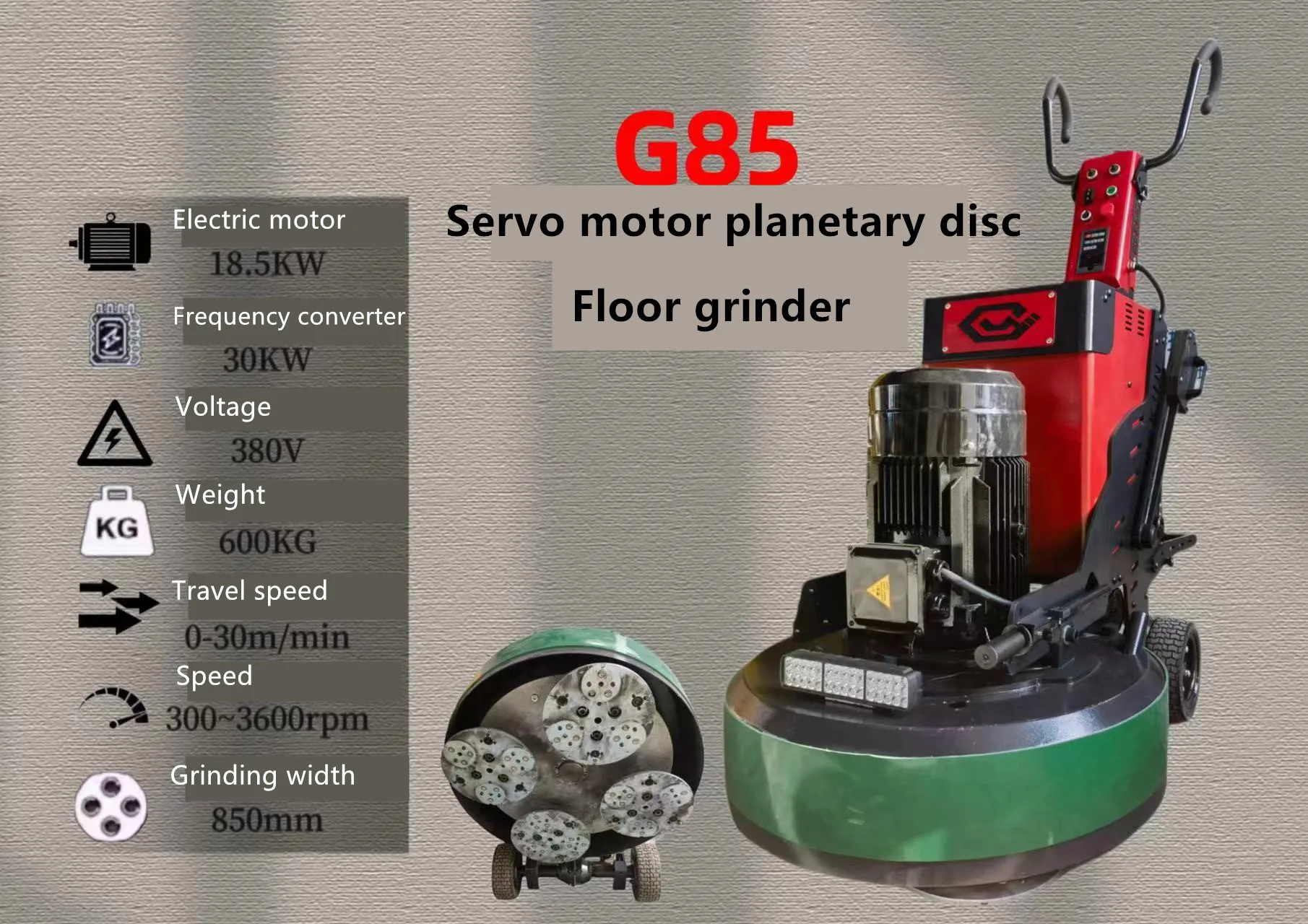 New type 850 Working Width Disc-shaped Floor Grinder with low price for sale