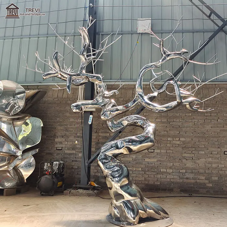 Abstrakte Kunstwerk-außen Dekoration Edelstahl-metallbaum Skulptur