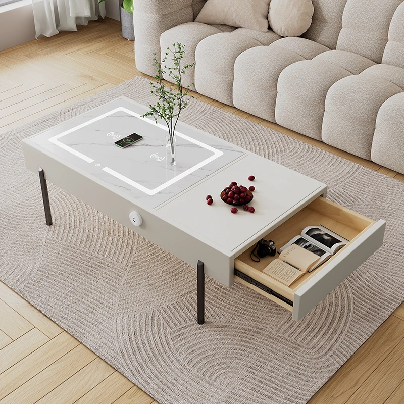 スマートコーヒーテーブル USB充電機能付き・リビング用テレビスタンド