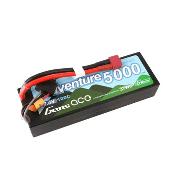 Gens Ace 5000mAh 2S 100C 7.4V HardCase G-Tech Adventure Lipo Battery Pack 24# With Deans Plug