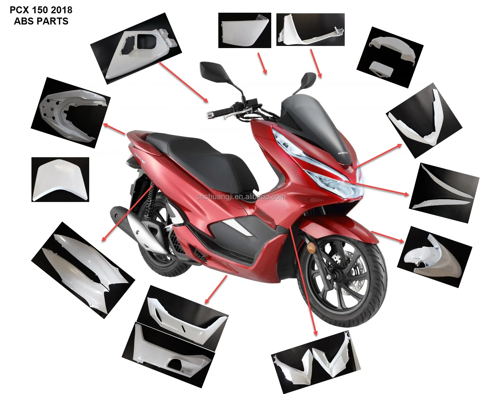 Honda Fairings Set Abs Pcx150 2018 2021 For Honda Scooters Accessories Parts White Black - Buy Scooters Parts For Honda Fairing Pcx150 2018,Fairing Set For Pcx 150 2018 Integration Parts,Scooter Accessories