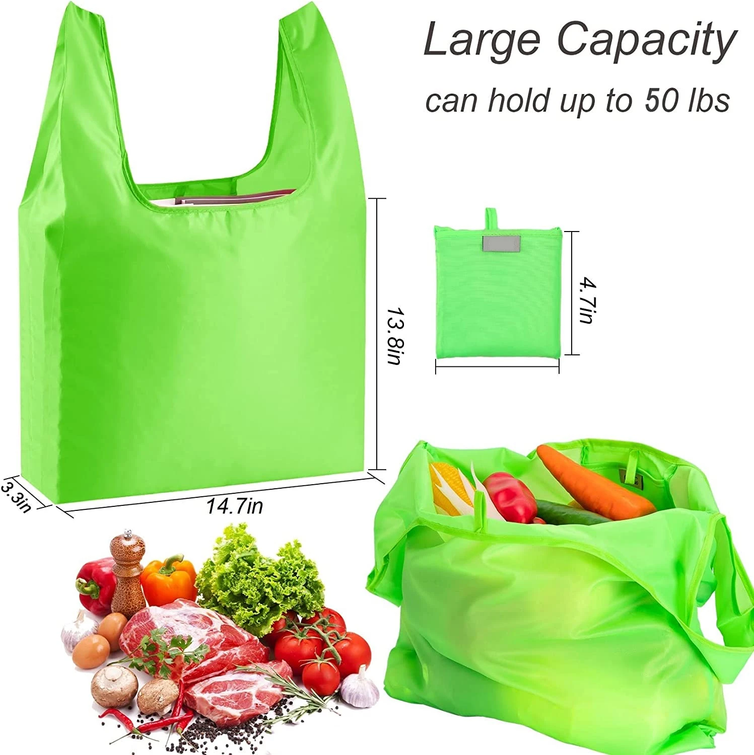 Reusable Nylon Foldable Supermarket Shopping Bag Wholesale Custom Eco