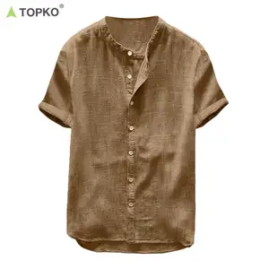 TOPKO  High Quality Wholesale New Style Fashion Custom Men Casual Linen /cotton Shirt