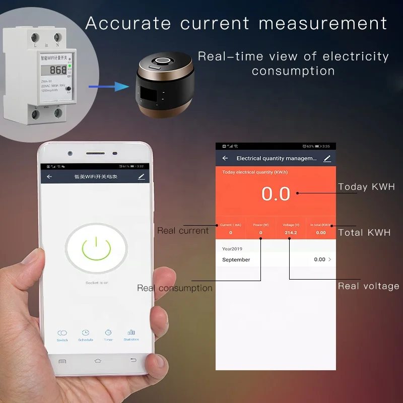 MOES TUYA Wifi Energy Meter Tuya APP Display Power Consumption Energy Monitoring
