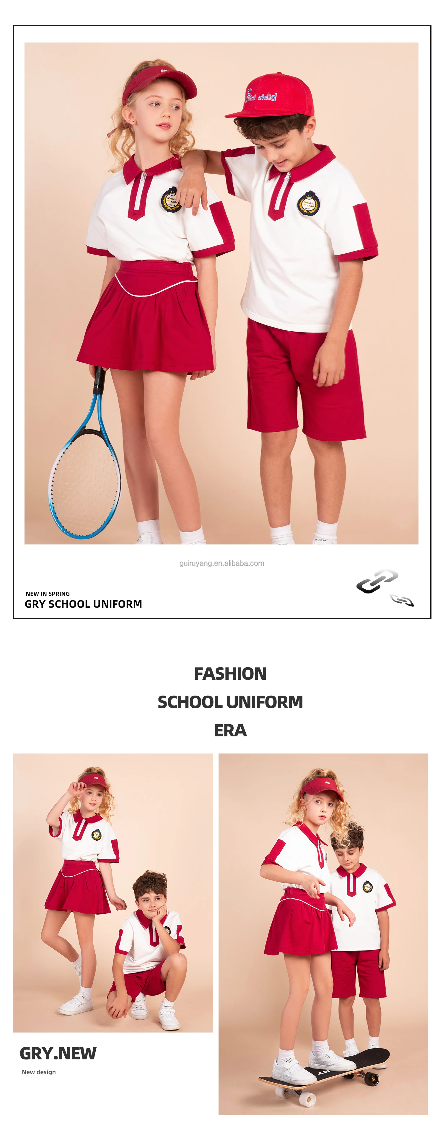 China Cheap New Zip Up Fashion Style School Uniforms For Kindergarten