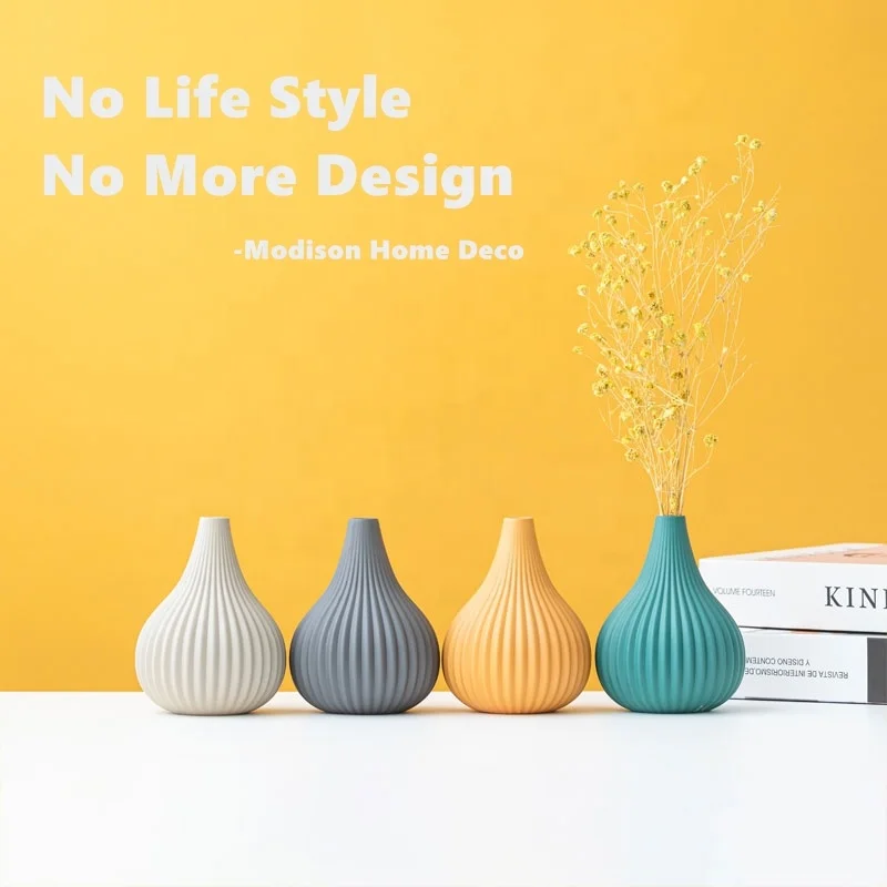 Morandi Color Frosted Matte Model Room Dried Flowers Nordic Style Small Ceramic Vase Set