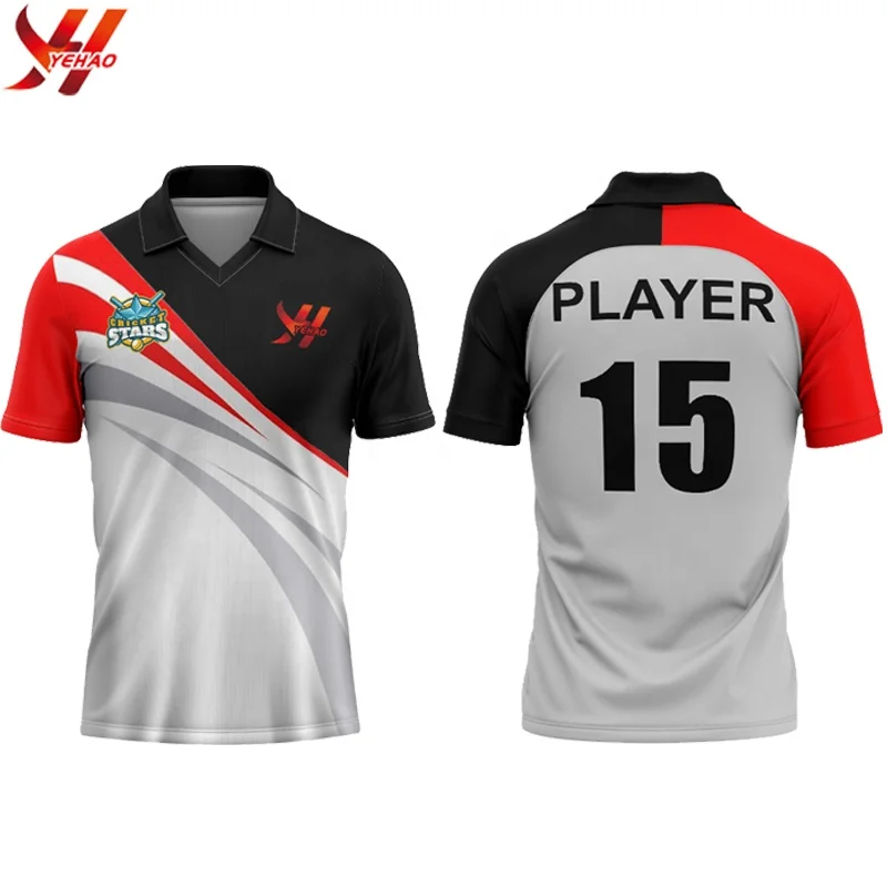 Buy Jersey Design - Red and White Grey Cricket Jersey Design