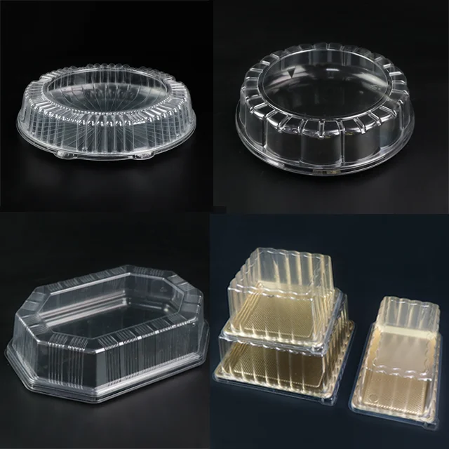 Rectangular Long Cake Rectangular Plastic Gold Container Bakery Take