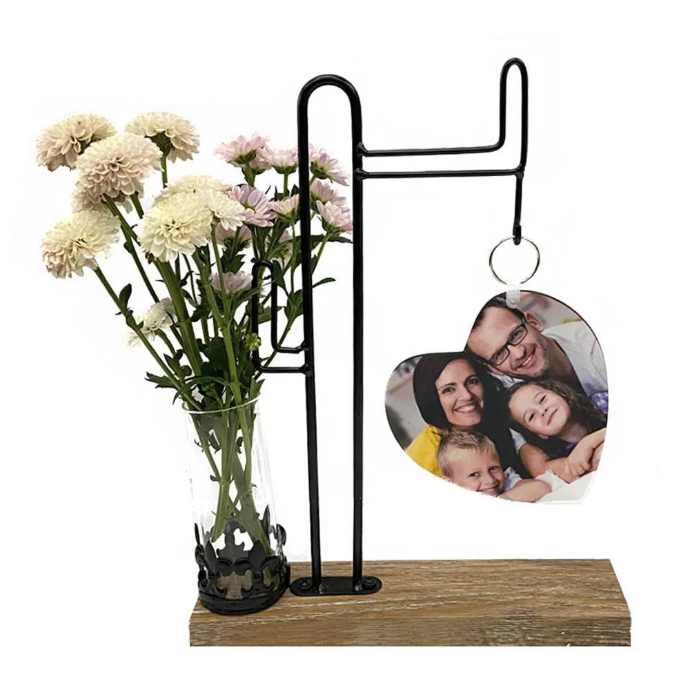 Board Sublimation Blank Photo Frame with Vase for Home Decoration Arrival Metal with Wood New Iron Artwork Black and Gold 20pcs