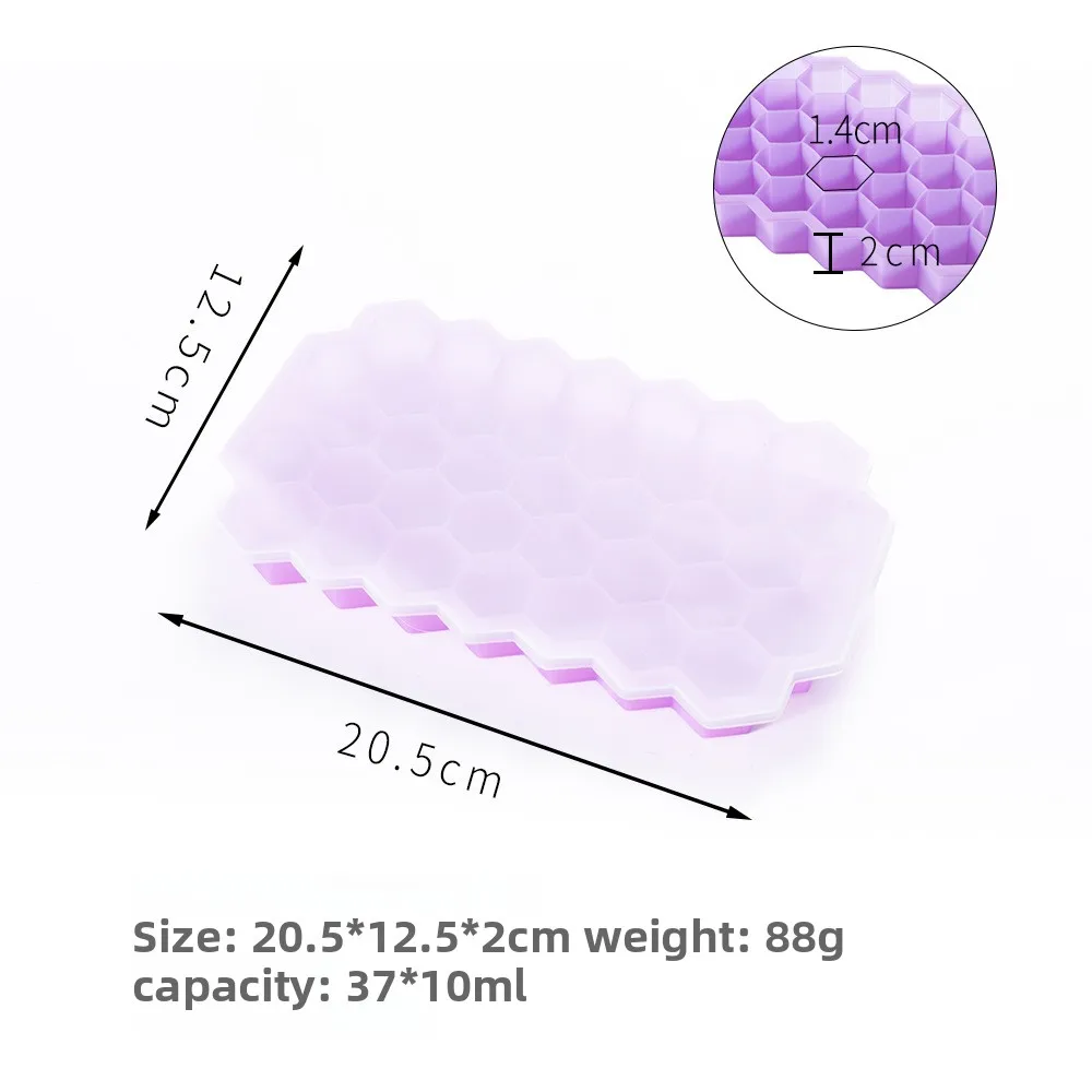 Silicone 37 Grid Honeycomb Ice Tray DIY Ice Cube Mold and Lid Home Use Ice Cream Maker Tool details