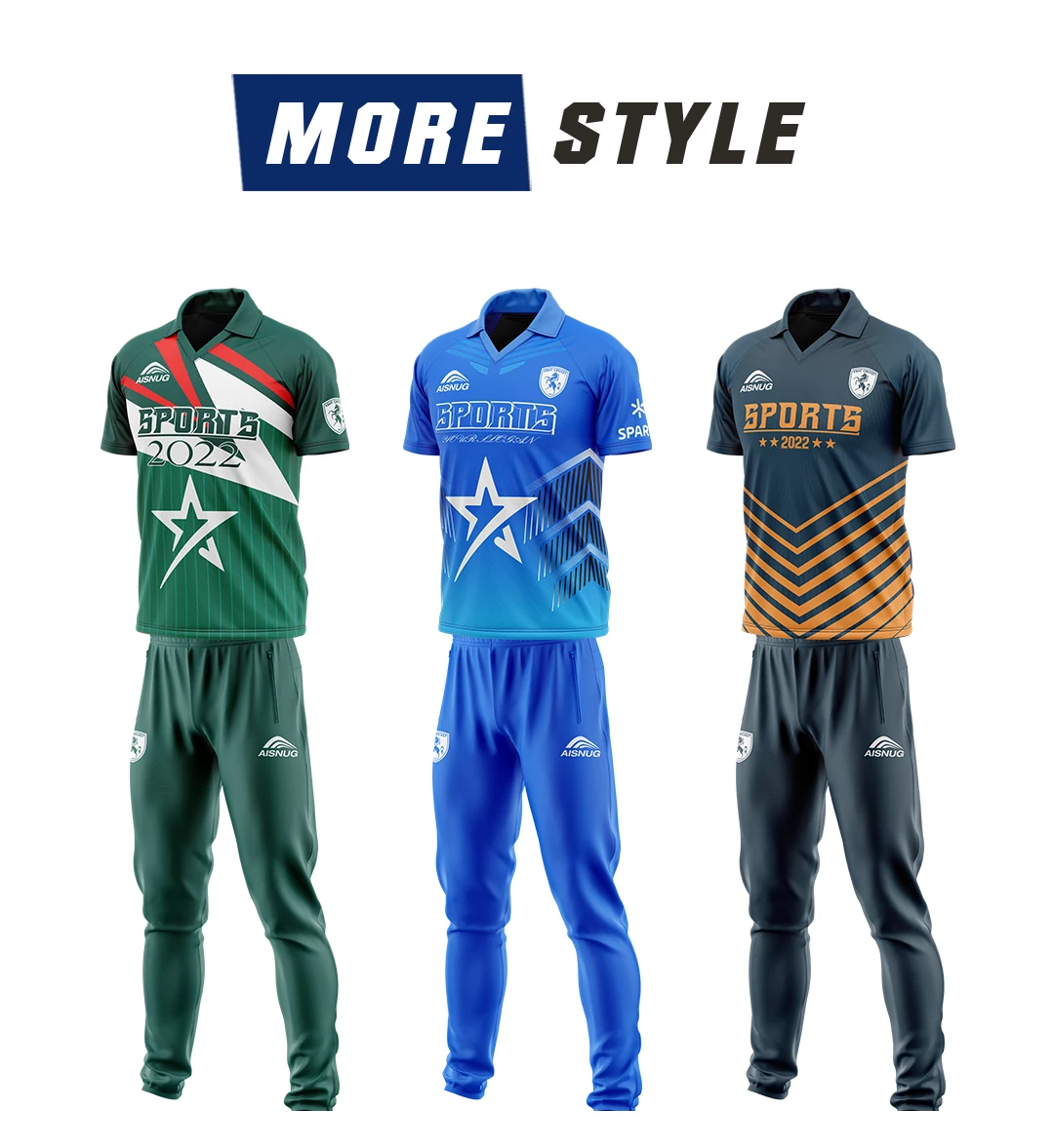 Blue Sublimated Cricket Jerseys Uniforms Long Sleeve - Dubai UAE