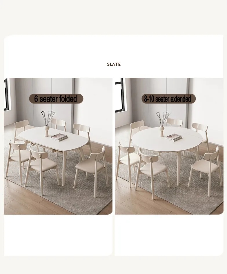 Modern Nordic Design Foldable Function Dining Table White Color Slate