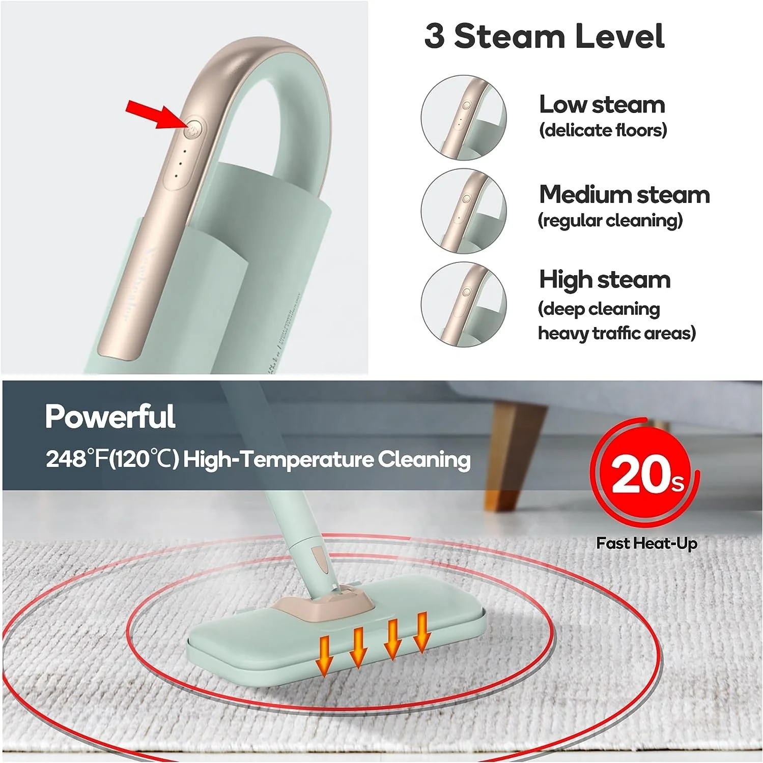 Support Sample Factory Price Electric Handheld Home-use Cleaner Steam Mop  Household Steam Cleaner Multi Function Cleaner