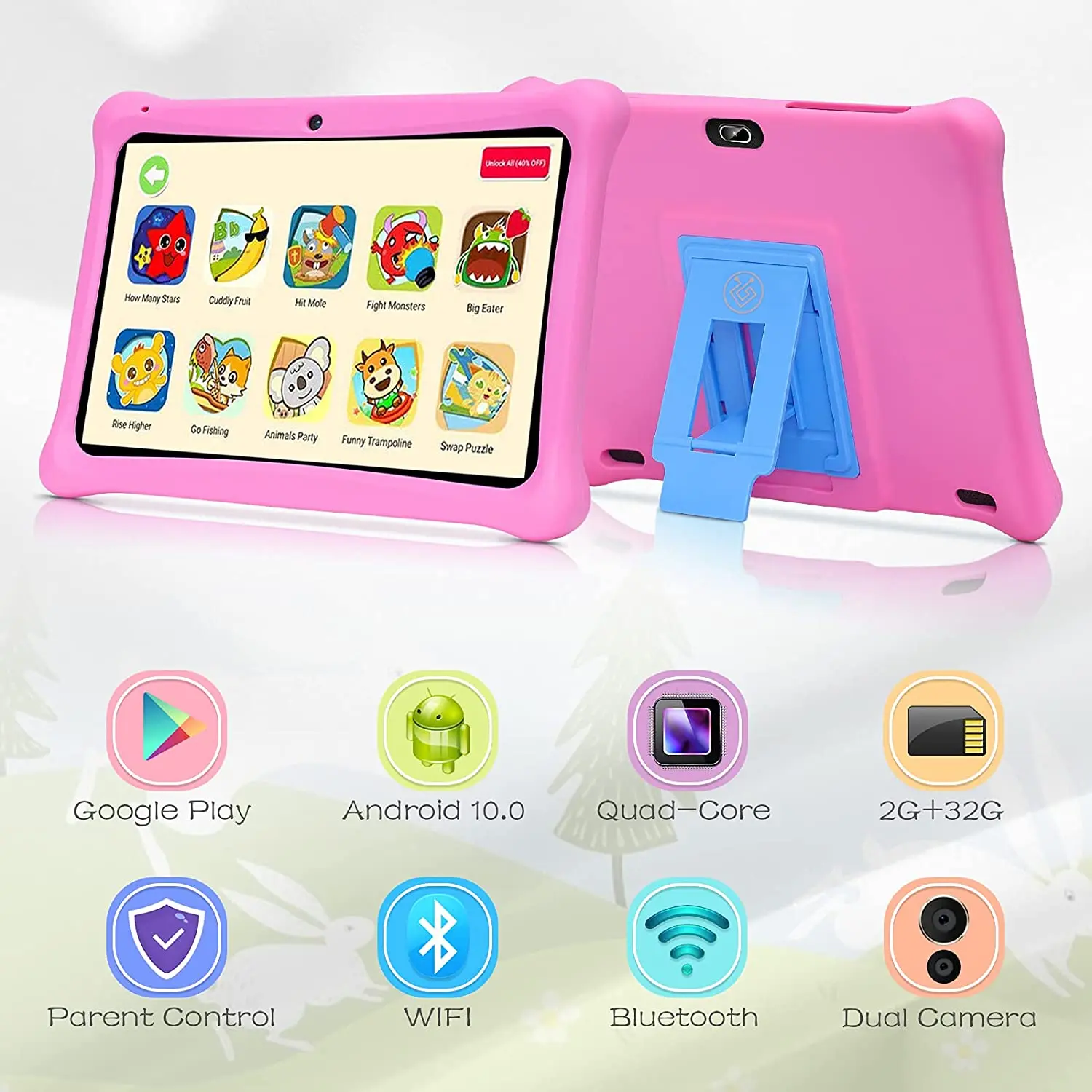 SmartKid T10 – Tablette enfant 10 pouces Android 13, 64GB avec housse de protection