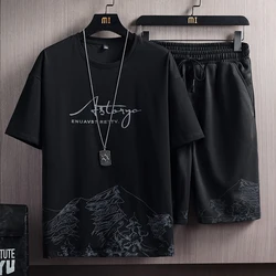 High Quality Prints Men's Set Streetwear Casual Tracksuit Men Short Sleeve T-Shirt Shorts 2 Piece Sets Jogger Sets704_voghion.com