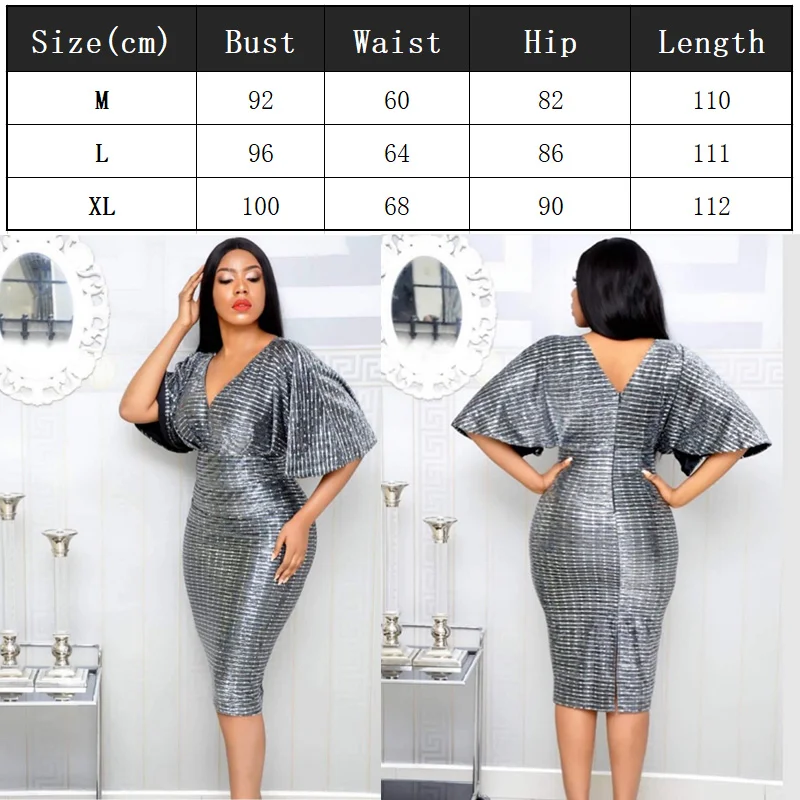 New Fashion Women Sexy High Elastic Half Sleeve V-neck Girls Solid Slim Pencil Casual Party Evening Dress