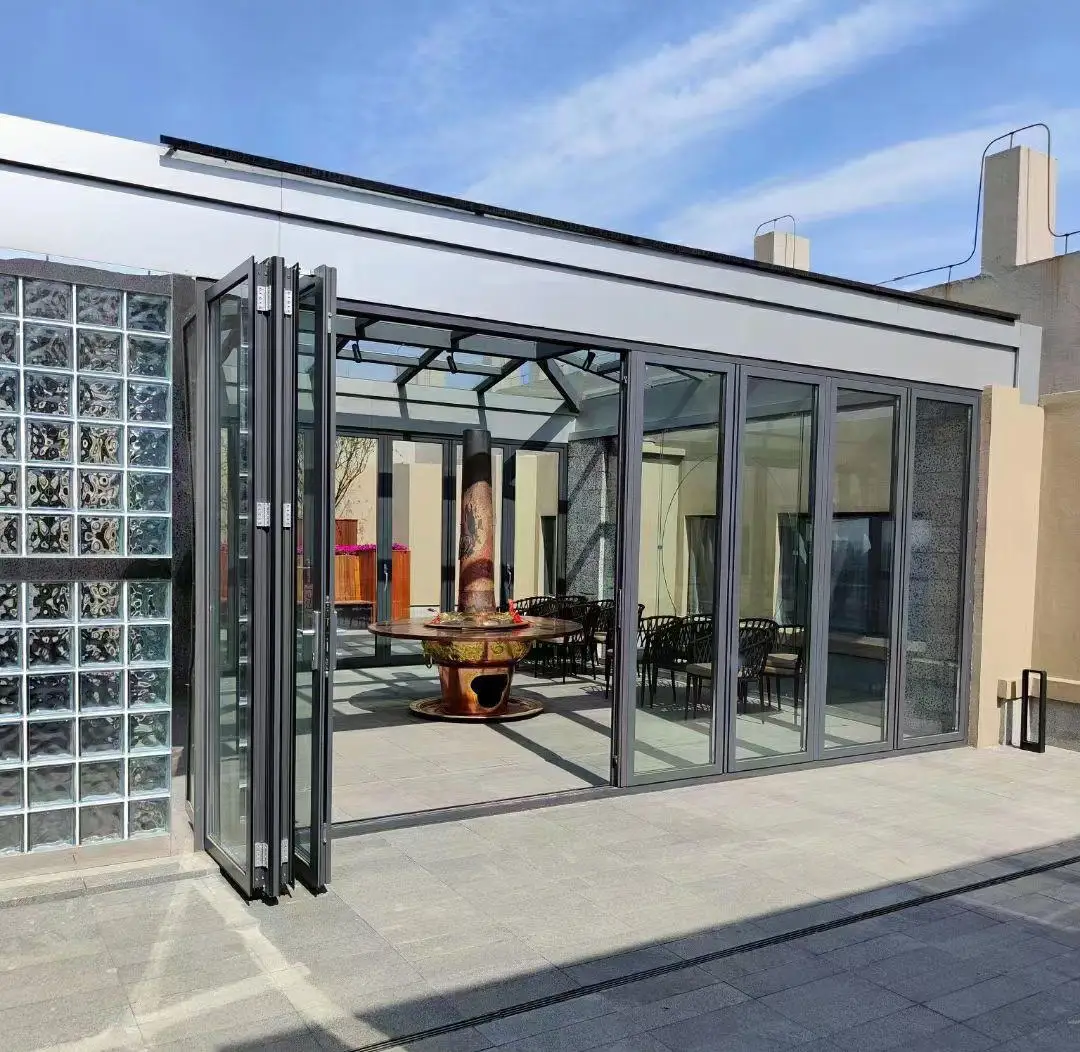 Aluminum Bi Folding Accordion Sliding Door With Locks Commercial ...