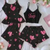 Sfondo nero con cuori rosa-set da quattro pezzi