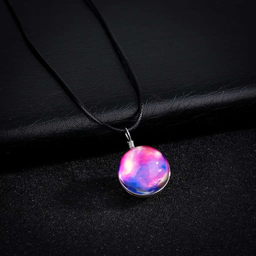 2025 Luminous Manga Nebula Space Universe Starry Sky Galaxy Rope Chain Glowing Glass Ball Necklace