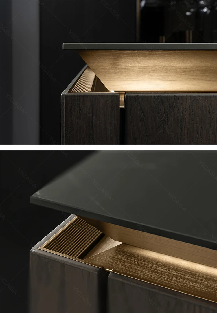 Custom Wood Grain Kitchen Cabinets with Quartz Countertop