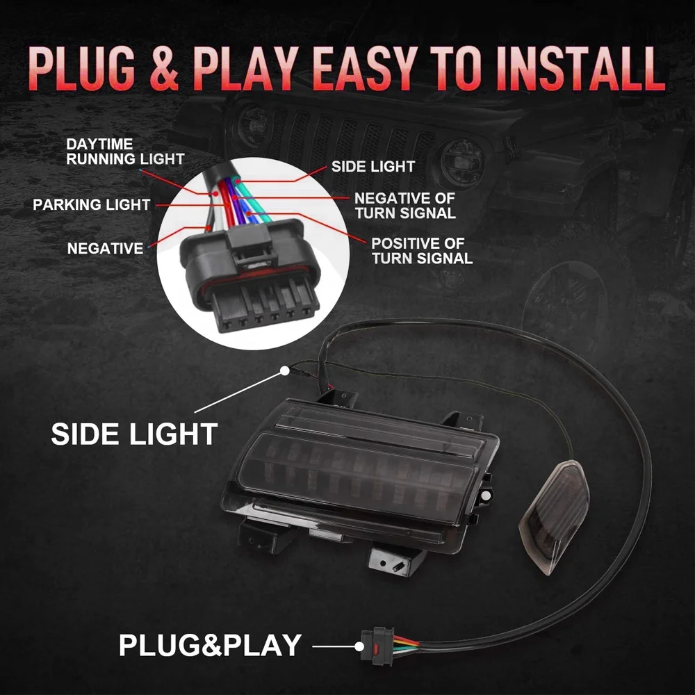 For Jeep Jl Led Turn Signal Drl Led Daytime Running Parking Light Emarke Turn signal for Defender