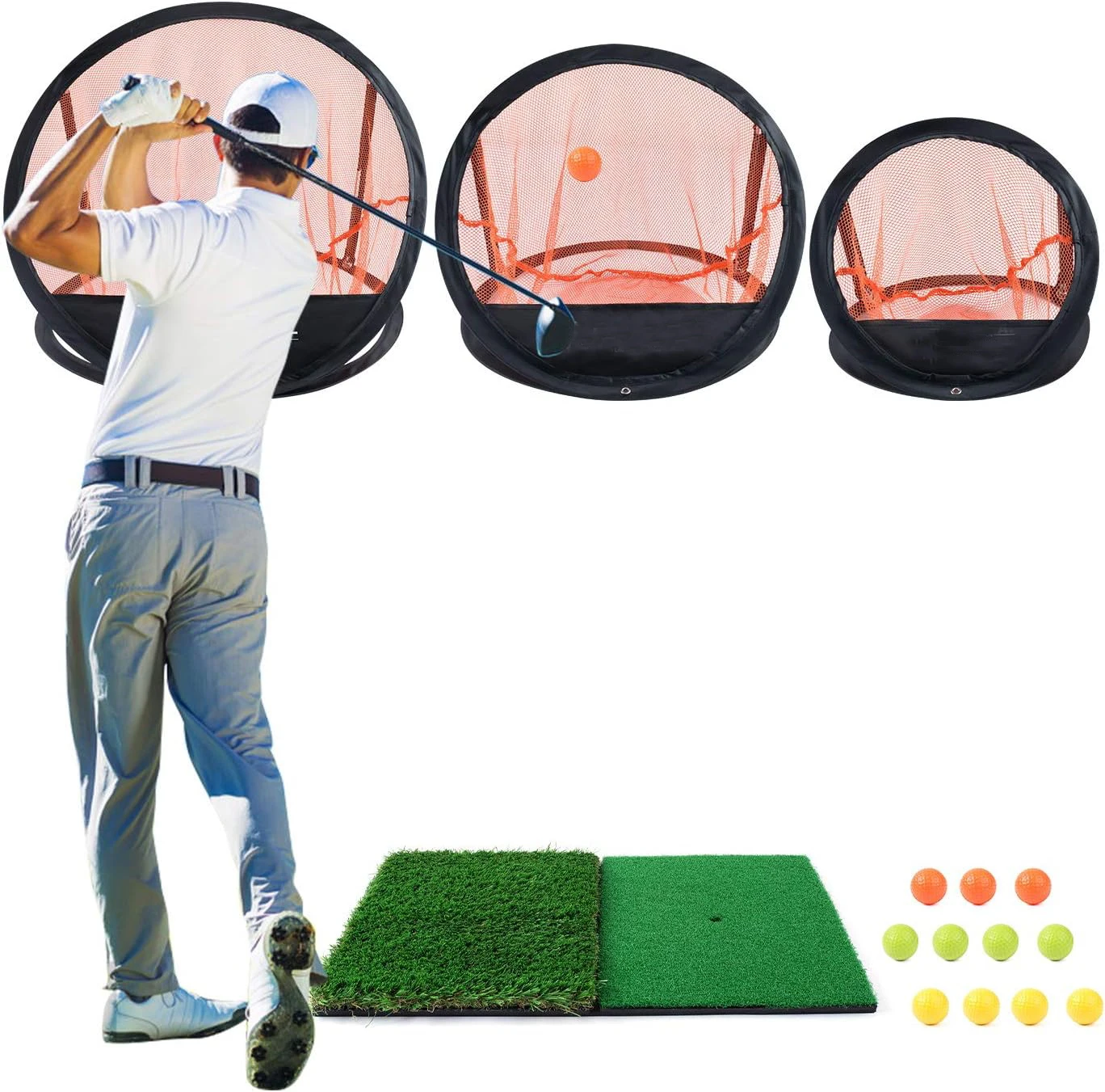 Backyard Indoor Practice Chipping Golf Net For Beginner Adjustable Warm Up Golf Training Aids